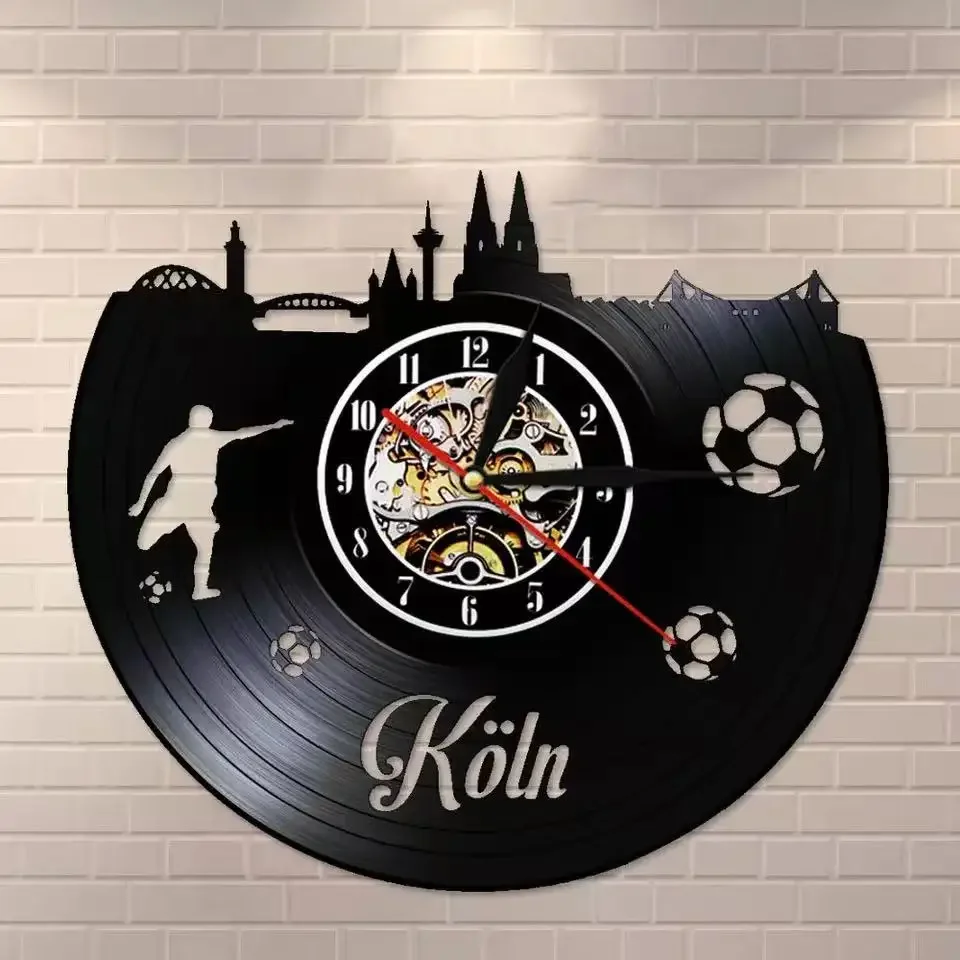 Kӧln Skyline Vintage Vinyl Record Wall Clock Cologne Cityscape Scenery Wall Watch Silent Non Ticking Germany Traveling Gift