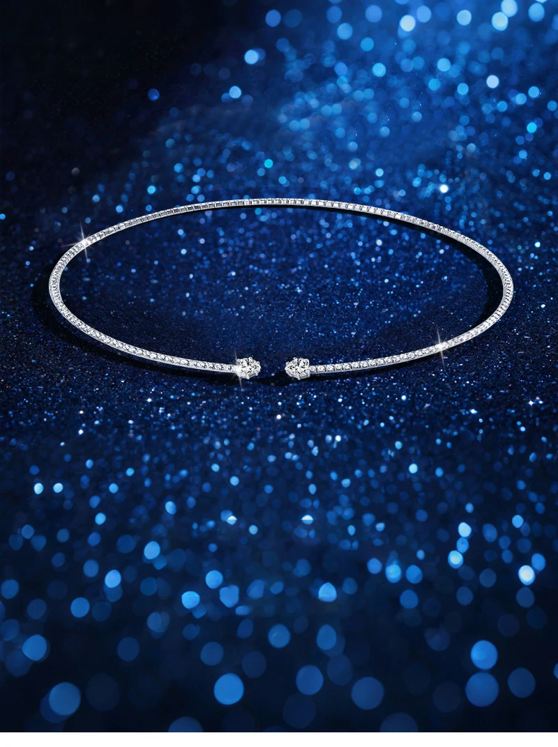 

Heart D Color Vvs Moissanite Collar Choker Necklace for Women 925 Sterling Silver Choker for Women Fine Jewelry & Certificate