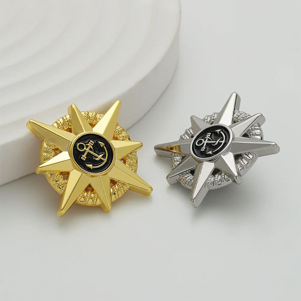 Exquisite Sailing Wind Ship Anchor Star Star Shaped Metal Brooch Suit Collar Needle Shirt Cufflinks Personalized Accessories