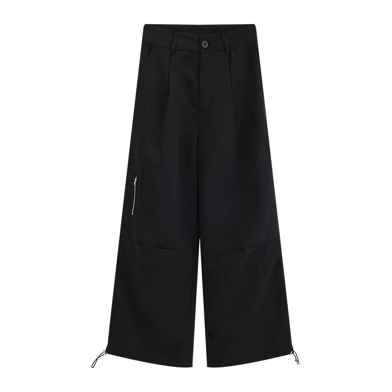 High Street Loose Cargo Pants Wide Leg Quick Dry Trousers Women's Casual Elastic Drawstring Sport Utility Long Pants for Autumn