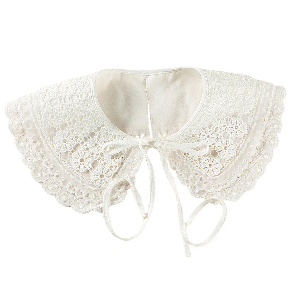 Lace Collar Necklace Girls Embroidery Floral Jacket Shawl Blended Neckline Clothing Accessory Detachable Bow Tie Easy Wear Save