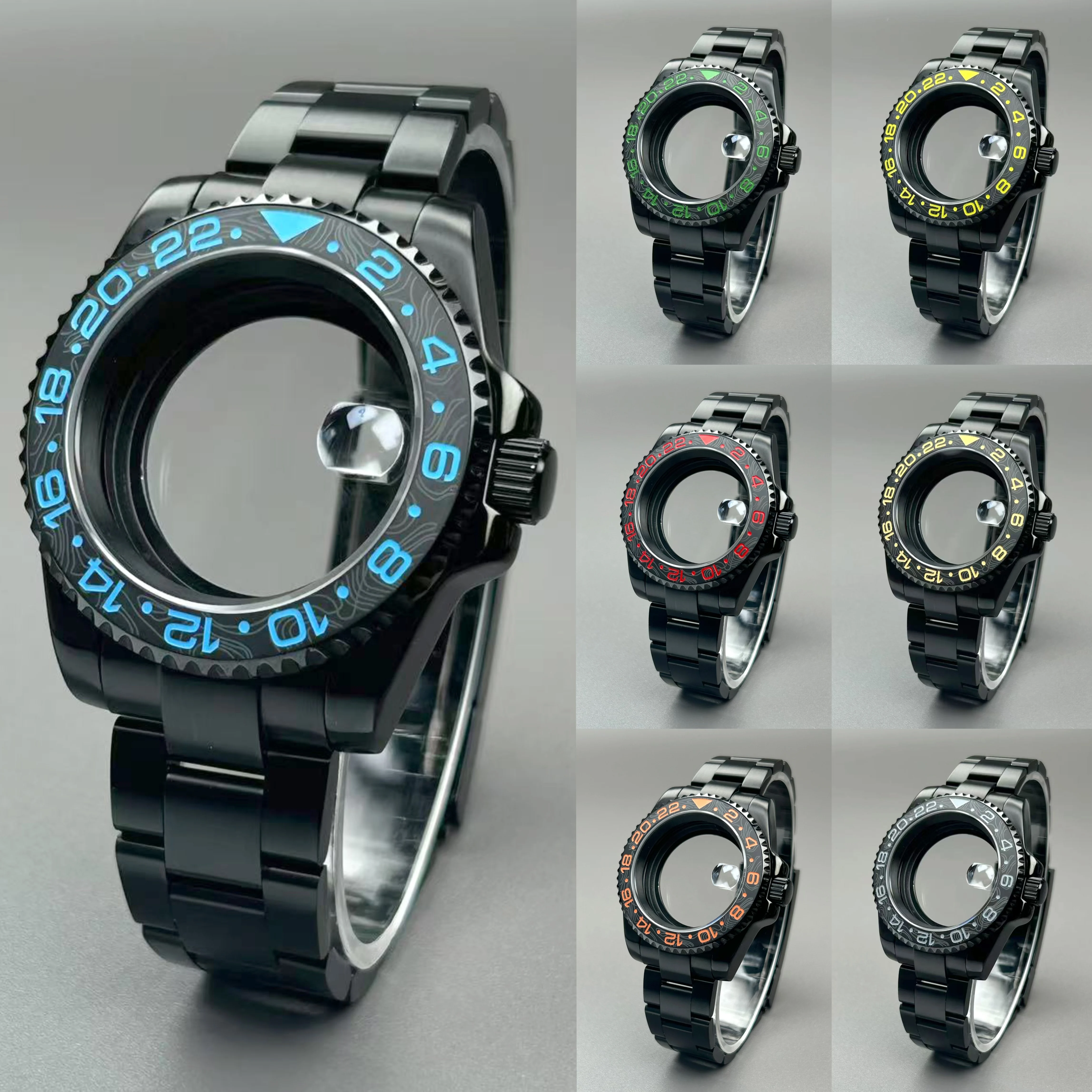 

40mm NH35 watch case GMT/SUB Ceramic Bezel Stainless Sapphire Glass case with 120 clicks For NH35/36 movement Slide Buckle