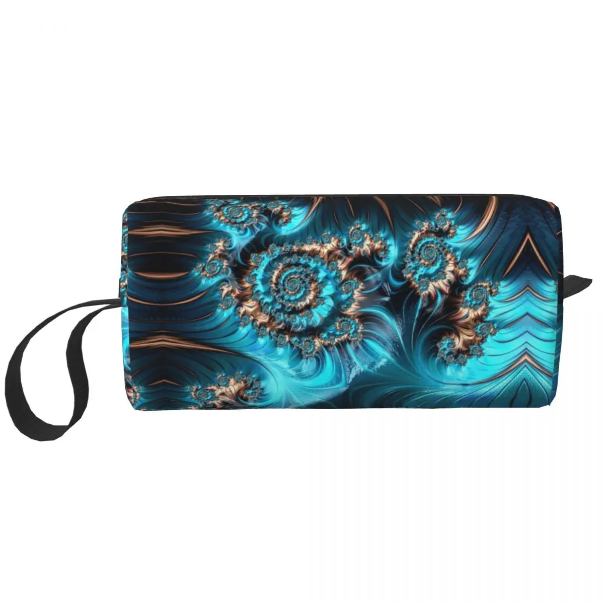 Travel Geometric Gems Turquoise Toiletry Bag Elegant Copper And Teal Fractal Seventeen Makeup Cosmetic Organizer Beauty Storage