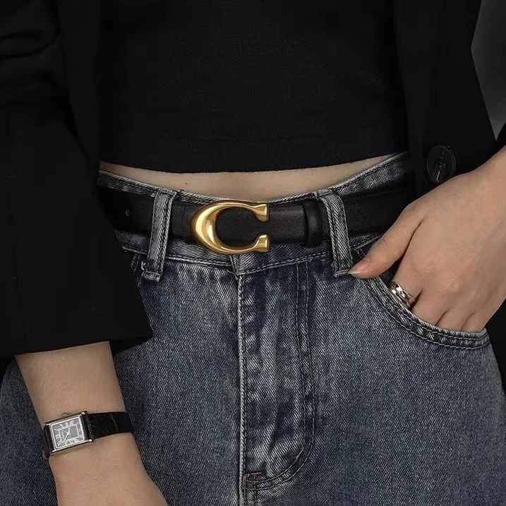 Female Belt 2024 New Black Simple Pin Buckle Casual Belt Korean Version Of Student INS Fashion