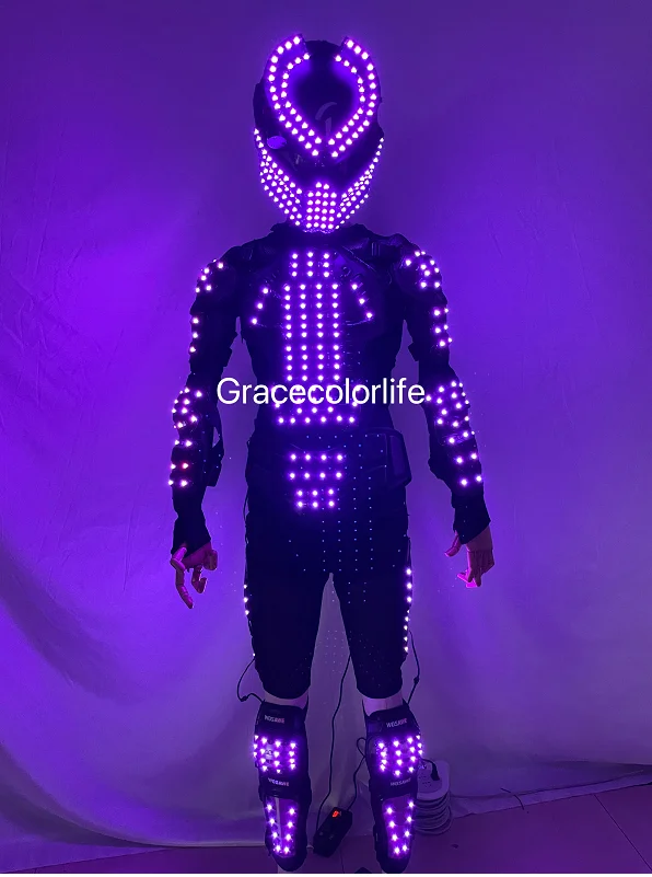 

Led Luminous Robot Suit RGB Colorful LED Helmet LED Light Performance Stage Costume