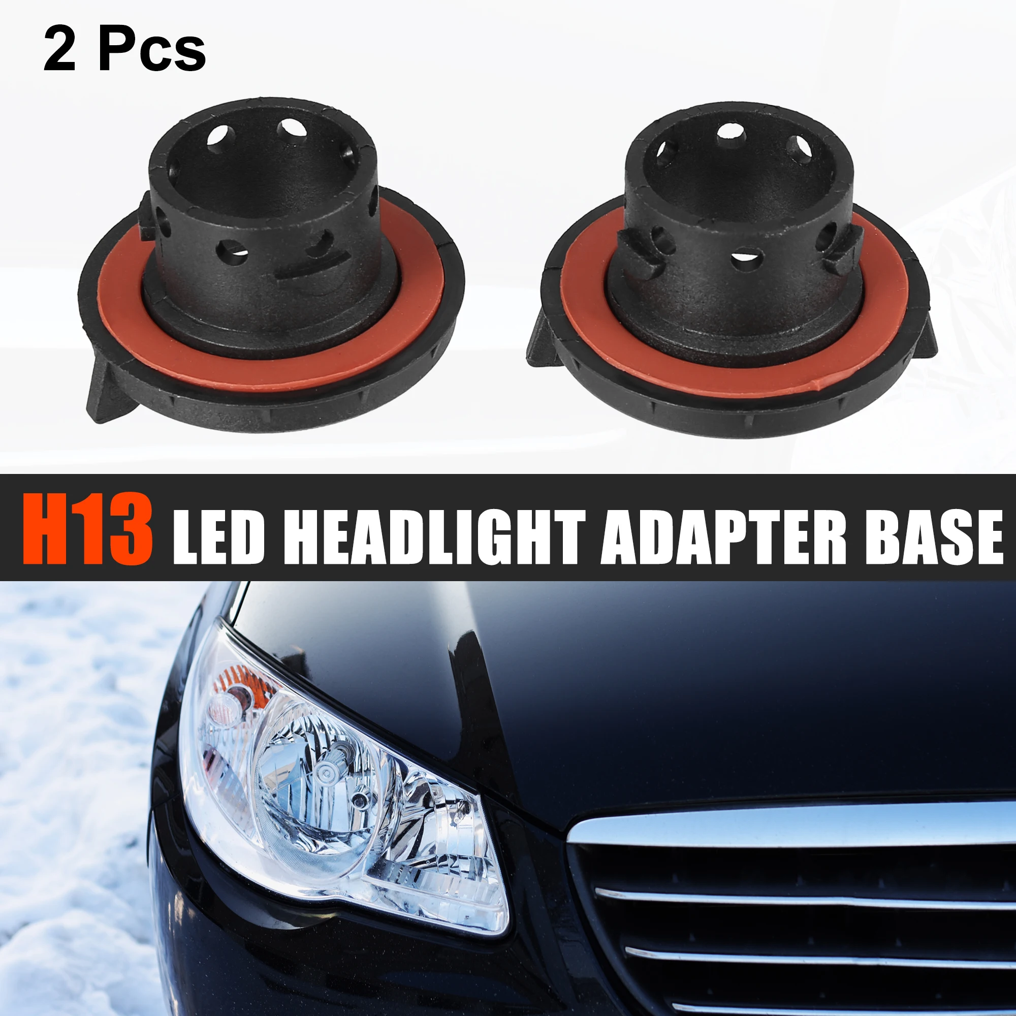 X Autohaux 2pcs H13 LED Headlight Adapter Base Bulb Sockets Retainer Holder Universal for Car Black