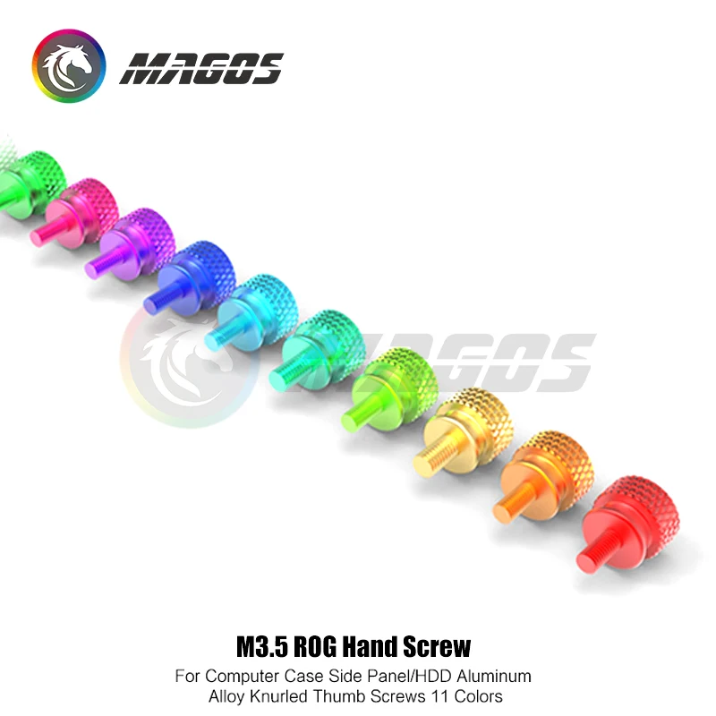 Computer Case M3.5 Screws Hand Twisting Step Thumb Knurled ROG Logo PC Beautify MOD Part 11 Colors,5Pcs