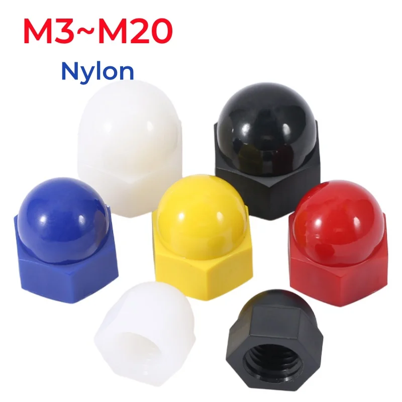 

M3 M4 M5 M6 M8 M10 M12 M14 M16 M18 M20 Colourful Nylon Cap Nut Plastic Insulation Decorative Cover Semicircle Acorn Nuts