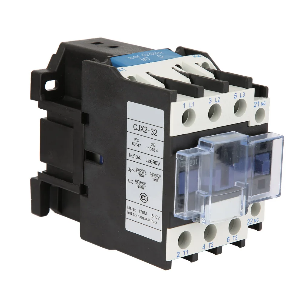 AC Contactor Electric Contactor CJX2‑3201 High Sensitivity Industrial Electric AC Contactor 220V 32A Industrial AC Contactor