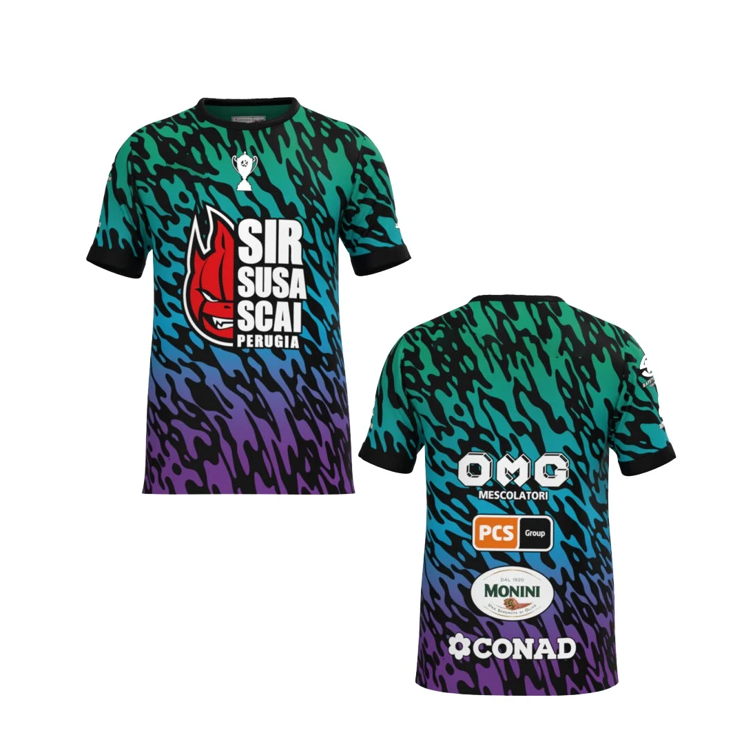 

25-26 Sir Safety Perugia Home volleyball jersey Training kit Champion jersey Summer Sports Men's T-Shirt Kid's Clothing Woman
