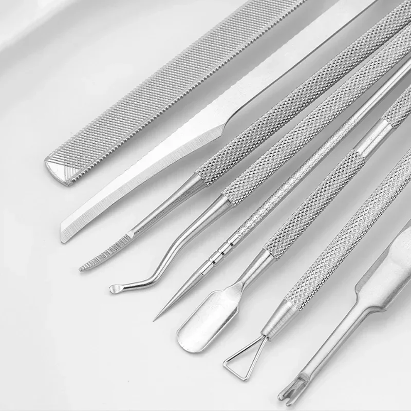 2/3/6/7szt Nóż do stóp ze stali nierdzewnej Usuwacz martwego naskórka Golarka do paznokci na nogach Tarnik do pedicure Gruby, twardy zestaw narzędzi do pielęgnacji stóp