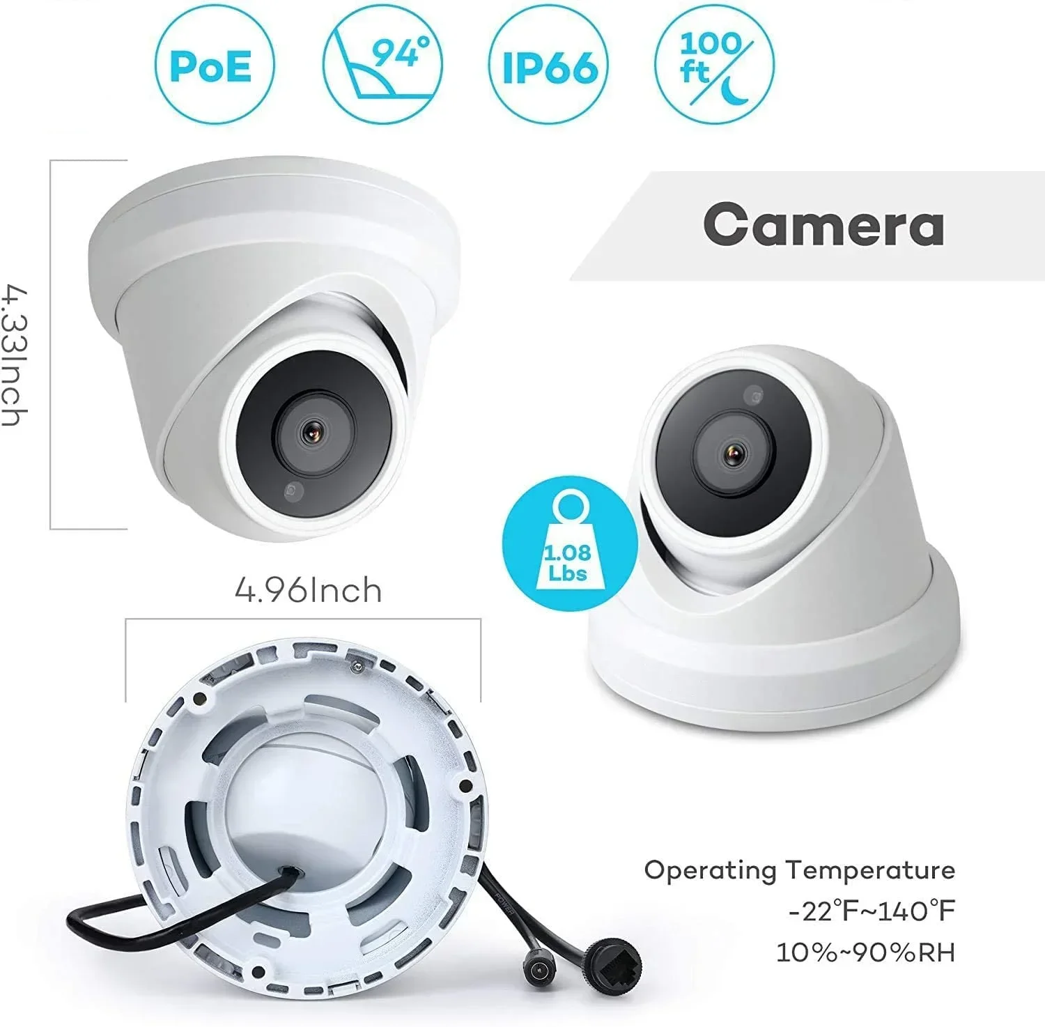 YCX High End Plug and Play IMX335 CMOS 5MP/6MP Turret Ip Cameras 8ch Poe Nvr Kit,with 2.8/3.6mm Lens Optional