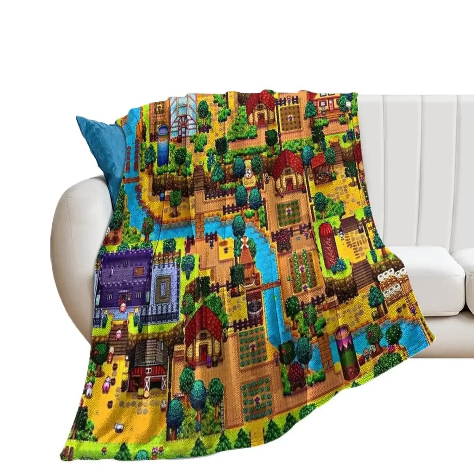 

Stardew valley map Throw Blanket Shaggy halloween Heavy Single Blankets