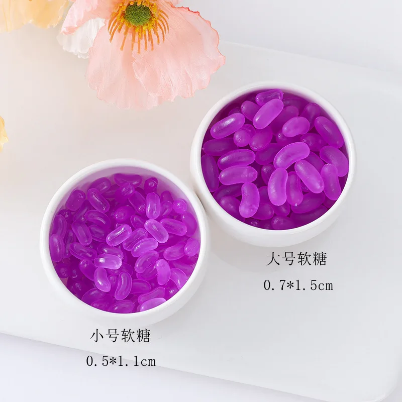 Kawaii Jelly Bean Candy Cabochon, Lovely Dollhouse, Fake Sweets, Craft Decoration, 50 PCs/Lot