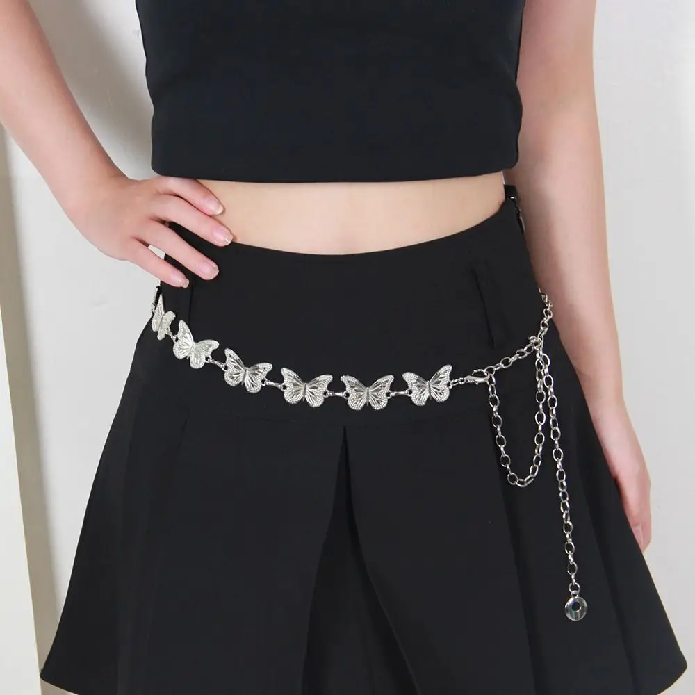موضة الفضة الرجعية الخصر سلسلة قابل للتعديل تنوعا مباراة حزام معدني العرقية نمط بوهيميا سلسلة حزام النساء
