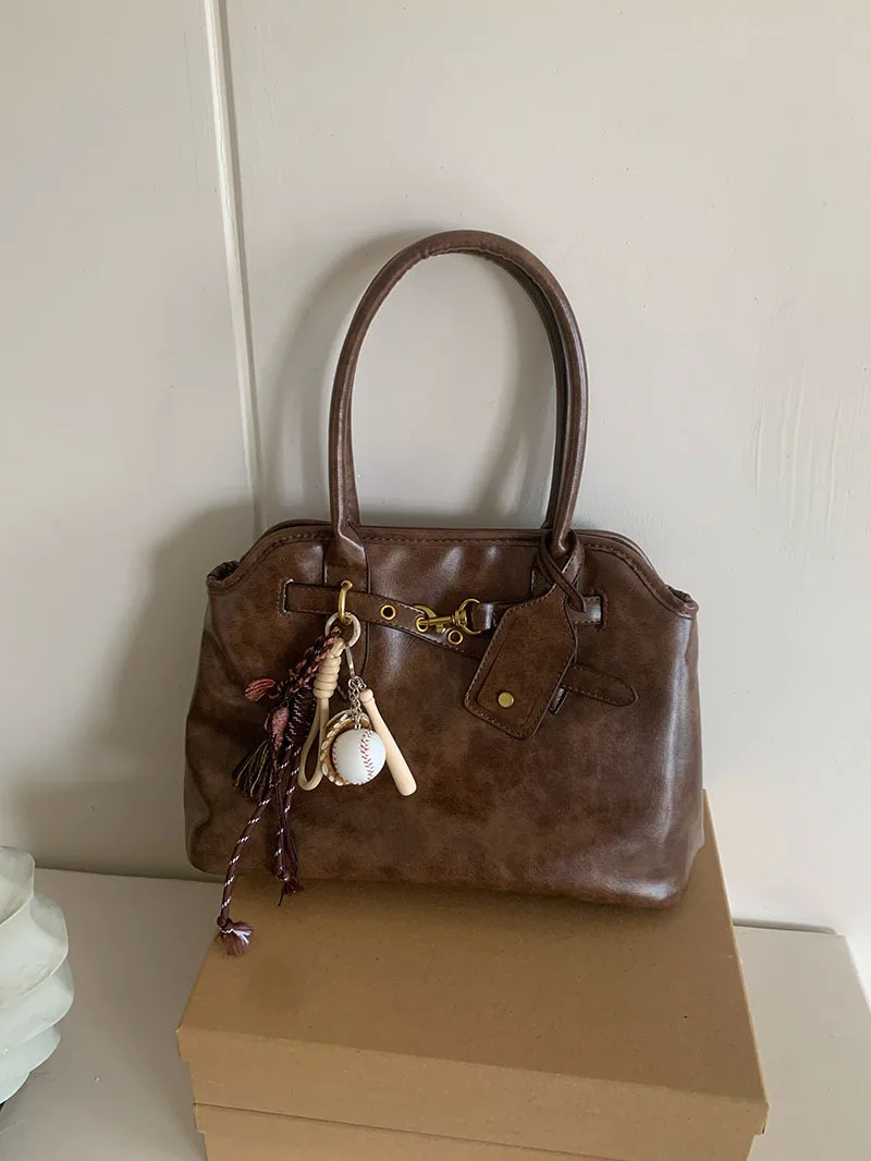 

Винтажная сумка из искусственной кожи для женщин, Fourre-Tout de Luxe, Décontracté, с большой емкостью, Simple, pour Dame