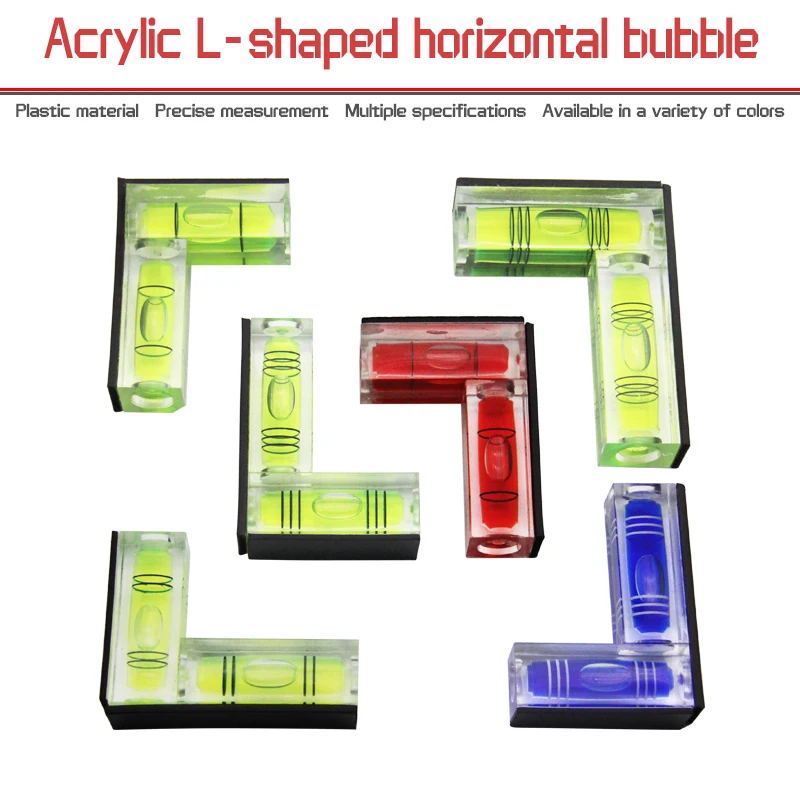 Acrylic L-shaped level, side magnetic portable level, mini horizontal bubble