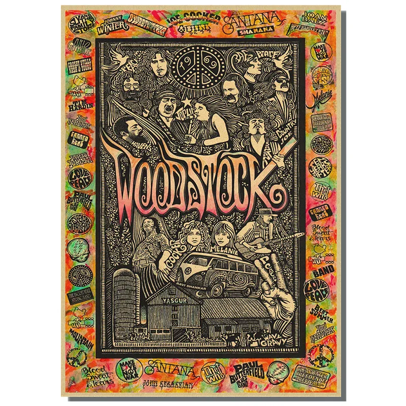 Woodstock rock music festival/retro craft paper decorative painting posters classic poster vintage paper craft