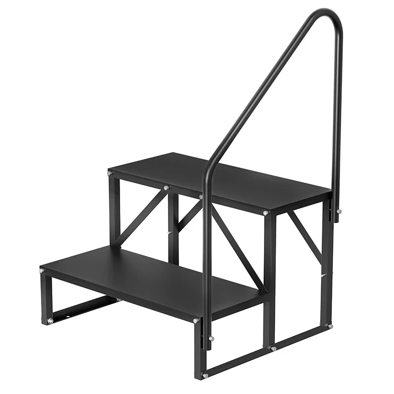 

RV Step Ladder 2-Step/3-Step Outdoor Ladder 440 lbs Weight Capacity Heavy-Duty Steel Construction With Handrails Non-Slip Steps