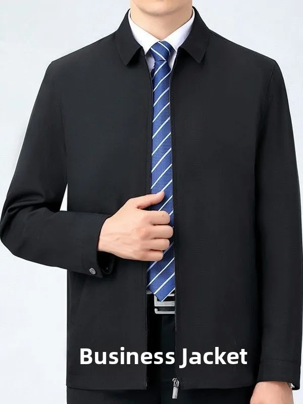 

Spring Autumn 2024 Men's ort Collar Loose Fit Jaet Polyester Fiber Anti-Wrinkle Proced Stand Sle Adstrative J...