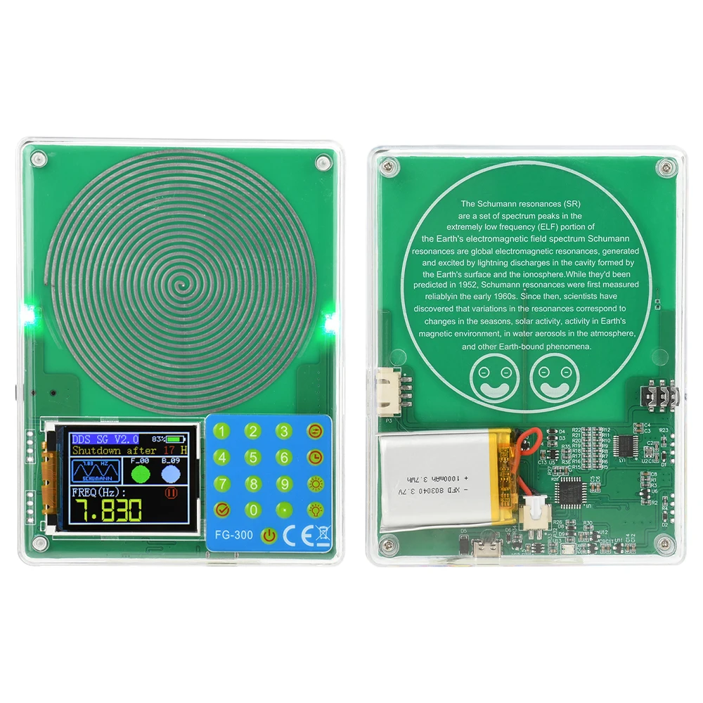 0.001Hz-200KHz Schumann Wave Generator 1.8-inch TFT Color Screen Multiple Waveform Output Audio Resonator Output USB-Type C 5V