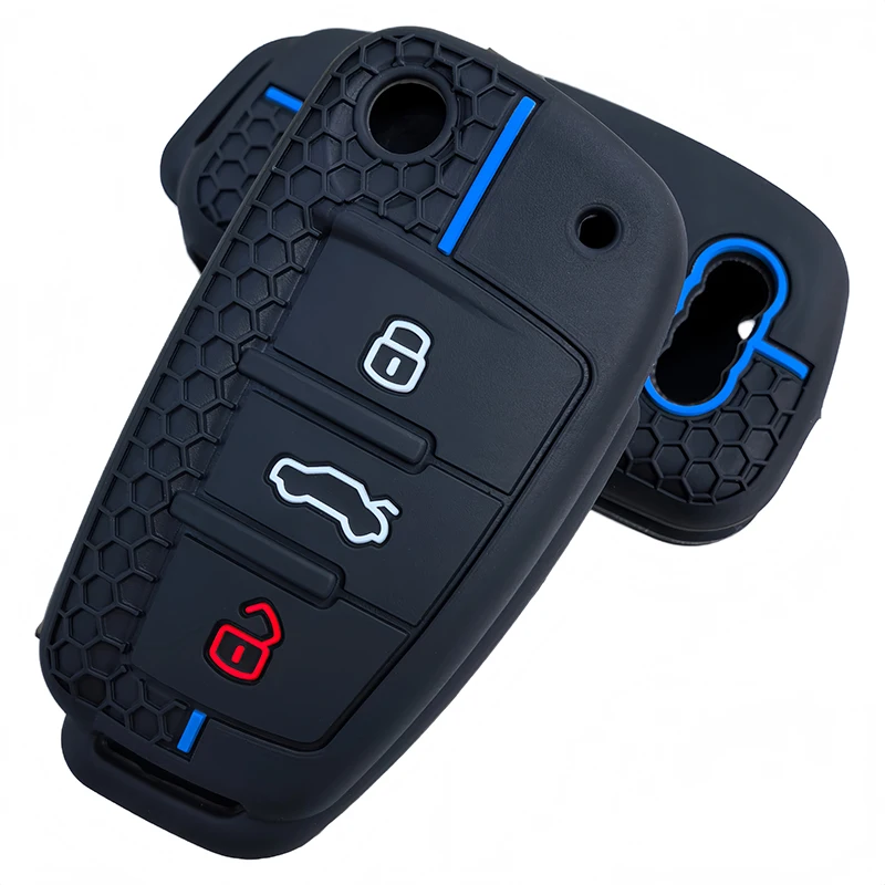 New Silicone Key Case Cover Shell for Audi A4 B7 A6 C6 4f 8v A3 8p A1 A3 Accessories Auto Remote Key Holder 3 Button Jacket