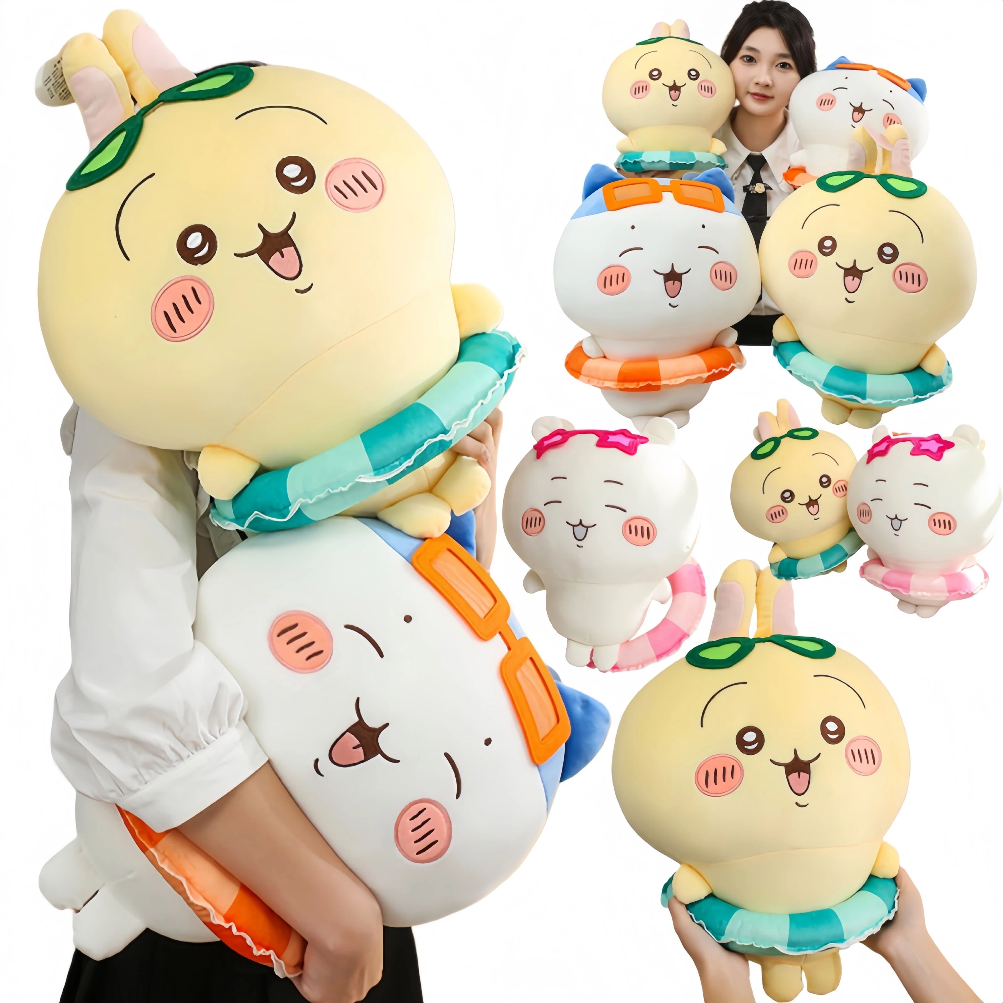 

New Style Sanrio Swimming Ring Series Hachiware Plushies Toy Usagi Pillow Stuffed Anime Kawaii Plush Toy Sofa Bed Back Cushion