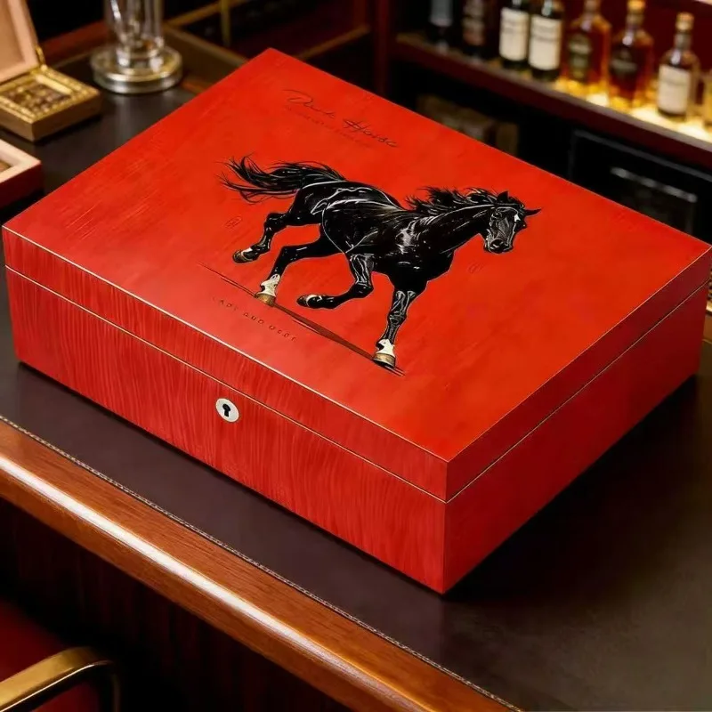 Luxury Cigar Humidor,Creative Horse Shape Cigar Box,Limited Edition Carved Cedar Wood Art Box,Business Gift for Cigar Lovers