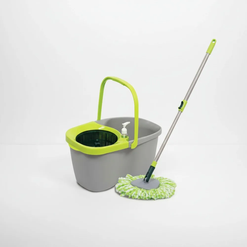 

Extendable Spin Mop & Bucket Set - Microfiber Deep Clean Multi-Surface Floor Wet Mopping System for Home Kitchen Bathroom