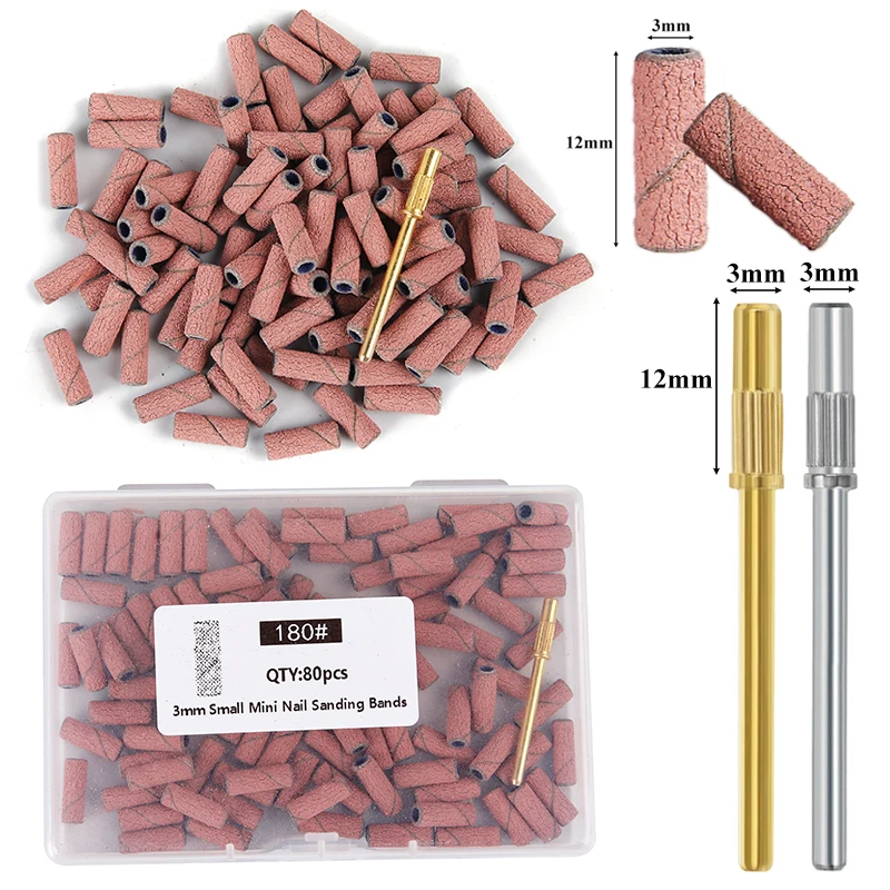 100/80個入り 3mm ミニゼブラネイルサンディングバンドキット ネイルドリルビットアクセサリー付き UVジェルアクリルポリッシュリムーバー ネイルツール用