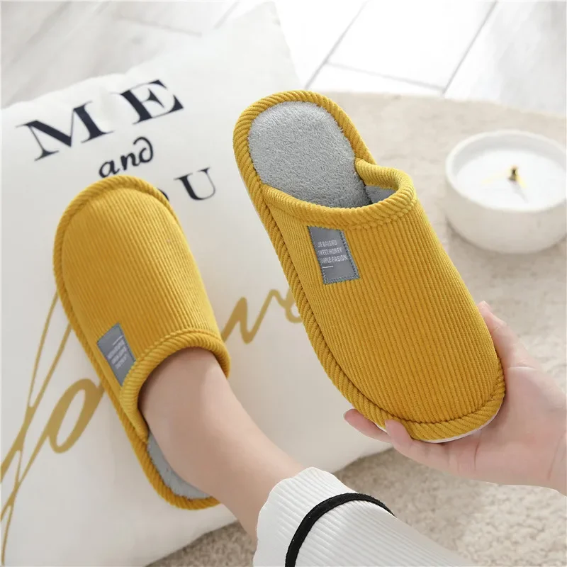 Men's Cotton Slippers Women's Winter Japanese Style Home Warm Slippers Indoor Floor Anti Slip Comfortable Shoes for Home Use