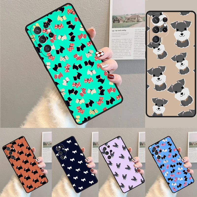 Cover For Samsung Galaxy S24 Ultra S21 S22 S8 S9 S10E Note 10 20 Plus FE S23 Cartoon schnauzer dog Phone case Coque