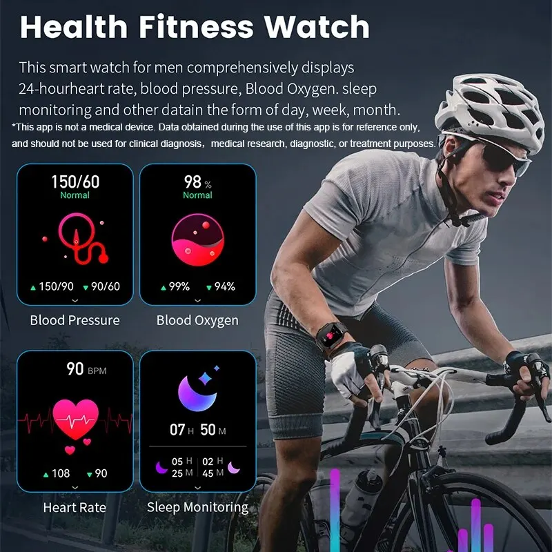 LIGE-Esportes Ao Ar Livre De Fitness Smartwatch Para Homens, 1,96 "Tela, Chamada Bluetooth, Relógios Impermeáveis, Oxigênio No Sangue