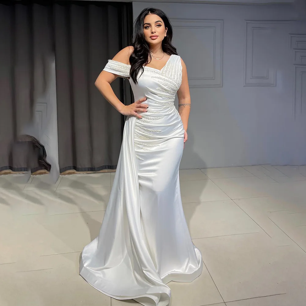 

Shiny Beaded Sequined Sweethart Satin Mermaid Wedding Dresses With Long Rubbons Custom Made 2026 Rode De Morrie