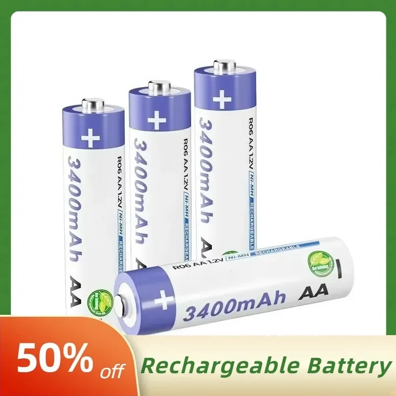Large Capacity 3400mAh 12V AA Rechargeable Nickel-Metal Hydride Batteries Suitable for Toy KTV Microphones