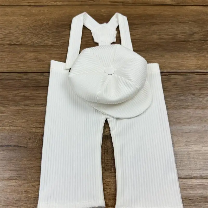 

581F Baby Photography Props Boy Girl Photo Outfits Newborn Overalls with Cap