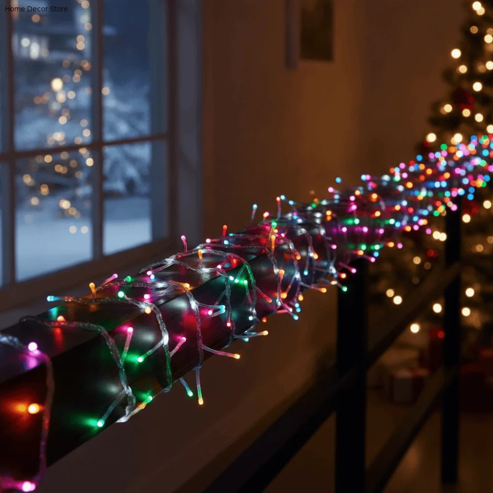 String Lights Water Running LED Light Strings Outdoor Use Waterfall Effect Lights Whip Design Fairy Lights Christmas Decoration