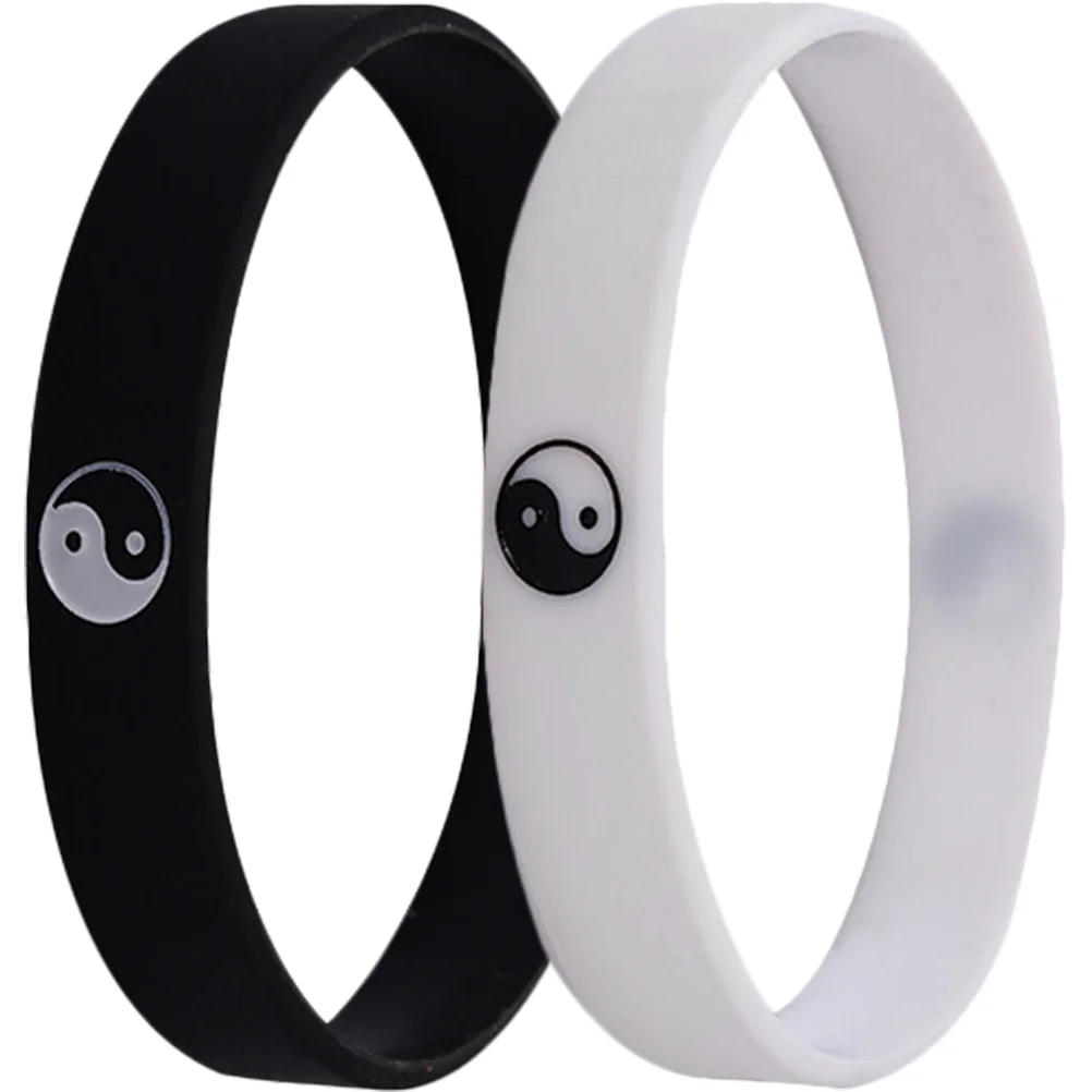 

2 Pcs Tai Chi Bracelet Wrist Band Women Rubber Bracelets Yin Yang Silicone Wristbands Silica Gel Man Jewelry