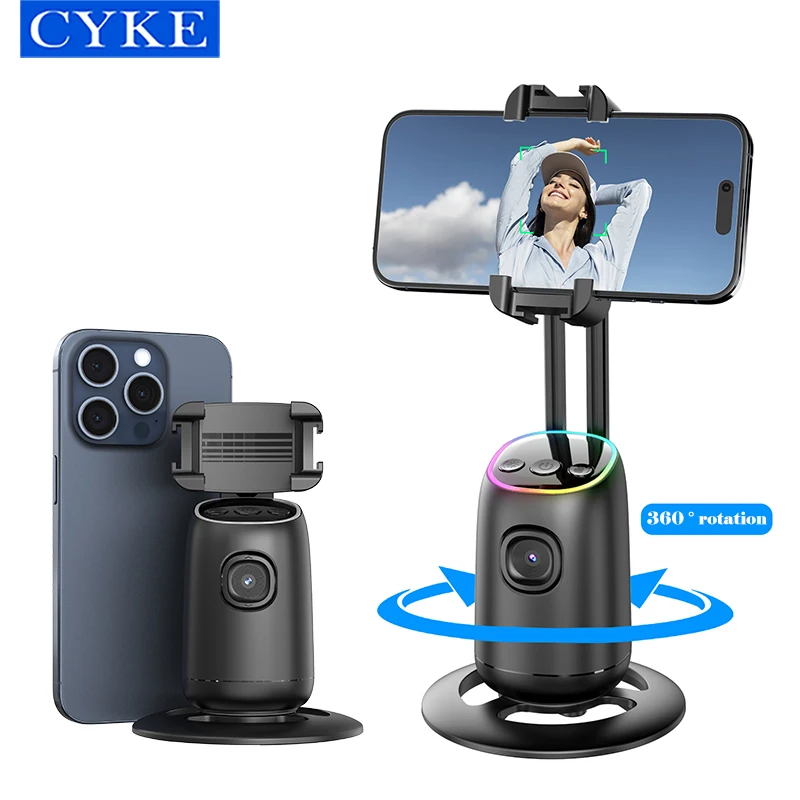 

CYKE Smart Tracking Tripod for Camera Smartphone Colorful Light 360 Rotation Follow Focus,Gimbal For Tiktok live photography P05