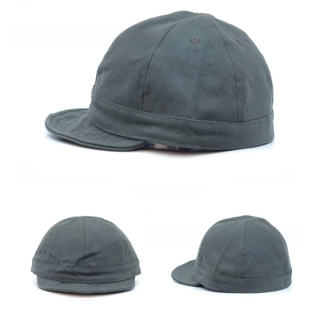 Berretto da baseball a tesa corta semplice tinta unita Cappello da sole in cotone stile giapponese Protezione solare Berretto con visiera a tesa piatta Sport