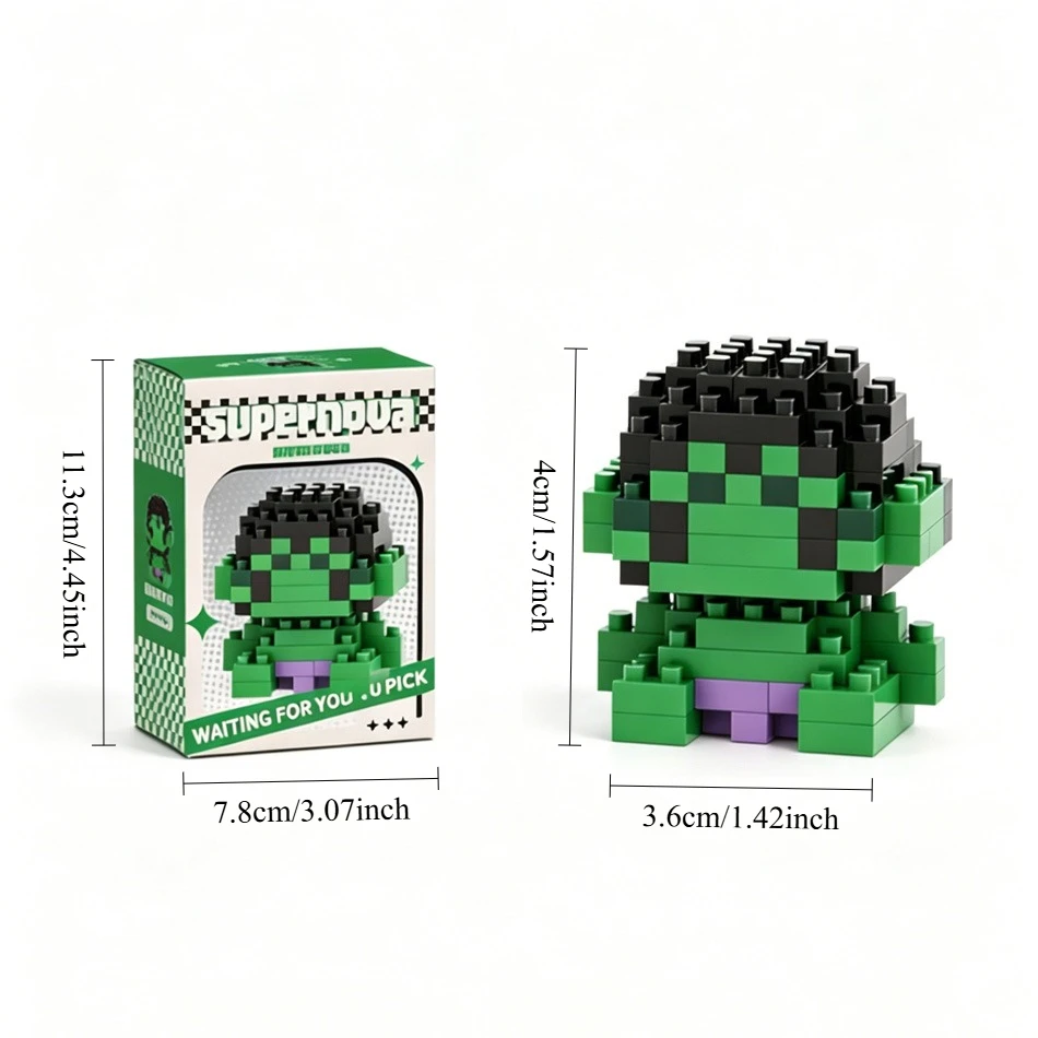 Spider-Man, Superman, Captain America 3D Micro-Particle Building Blocks, Interlocking Model Ornament, Stress Relief Toy view 5