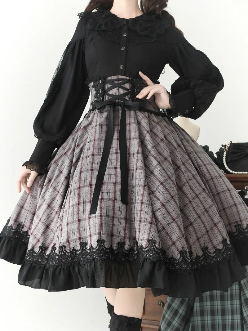 일본 로리타 스타일 레이스 인형 칼라 블라우스, 긴팔 셔츠, 슬림핏 상의, 싱글 브레스트 블라우스, 오리지널 스위트 Y2k 여성