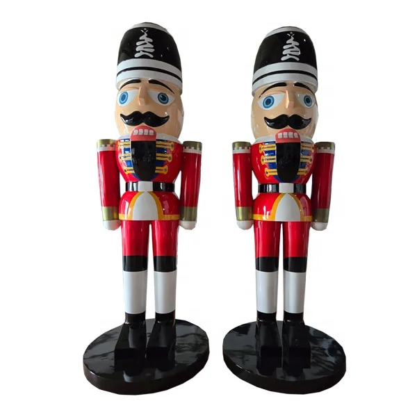 

High Quality Life-Size Customized Fiberglass Nutcracker Sculpture Nutcracker Christmas Ornaments for Indoor & Outdoor Decoration