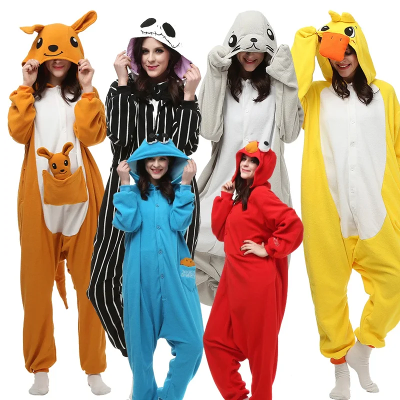 2025 새로운 할로윈 Onesie 동물 Kigurumi 캥거루 개 잠옷 성인 오리 돼지 만화 점프 슈트 잠옷 애니메이션 코스프레 Cos ☆ ★ 이에 ☆ ★