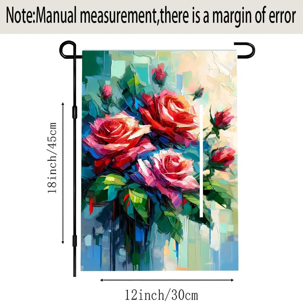 Spring Garden Flag Double Sided Oil Painting Rose Floral Outdoor Yard Decor 12x18 Mother's Day Summer Porch House Flag P jjp