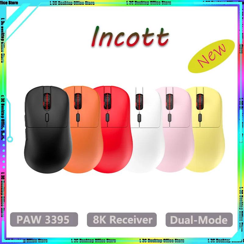 

Incott GHERO Pro Wireless Mouse Dual Mode Paw3395 RGB 1k/8k Low Latency E-sports Gaming Mice Ergonomics FPS PC Gamer Office Gift