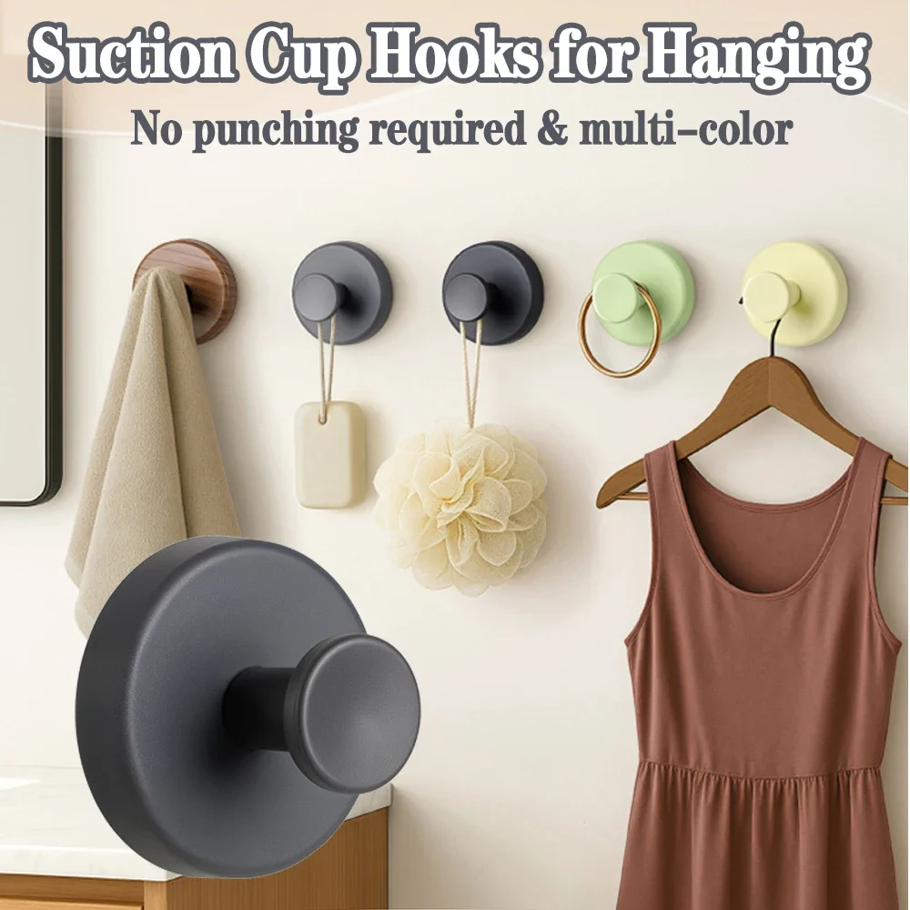 

Suction Cup Hook Strong Vacuum Bathroom Suction Cup Hooks Waterproof Towel Holder PP Reusable Wall Hanger for Hanging Robe