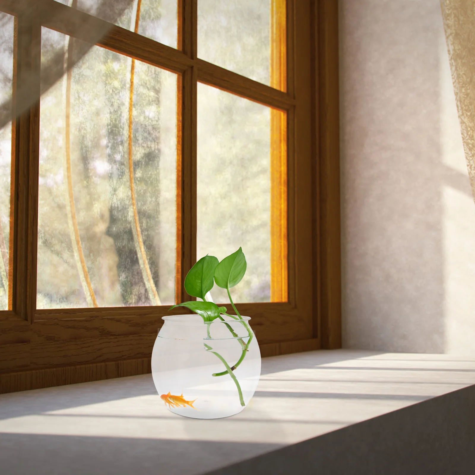 

Shatterproof Desktop Betta Aquarium Clear Plastic Space-Saving Mini Fish Bowl For Office Home Easy Maintenance Turtle Tank Micro