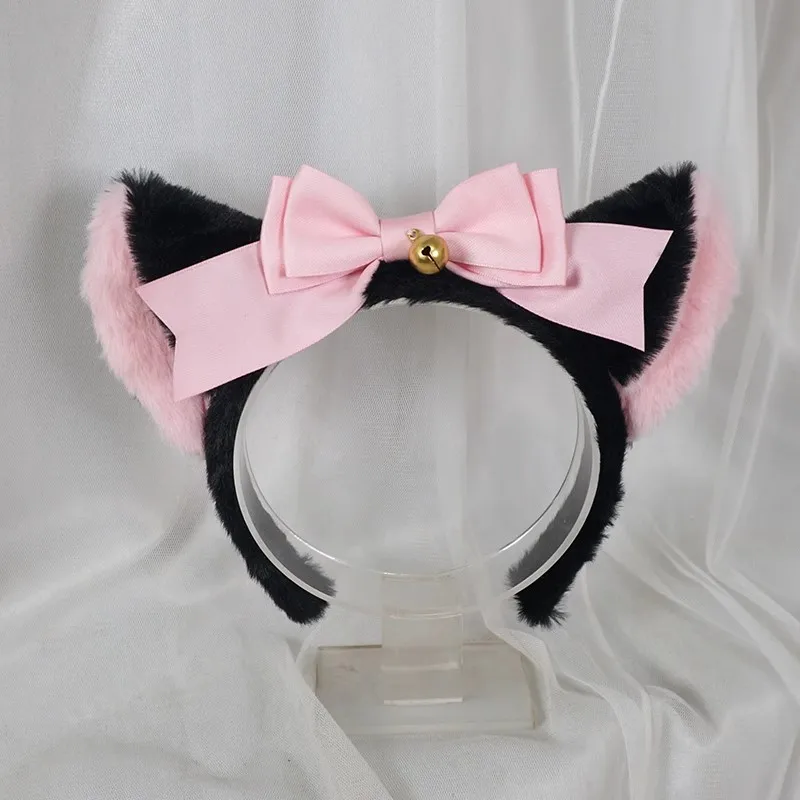 2025 New Cute Bowknot Plush Cat Ears Headband Cute Bell Hair Accessory Cat Girl Lolita Headpiece Cosplay JK Party Ears Pros