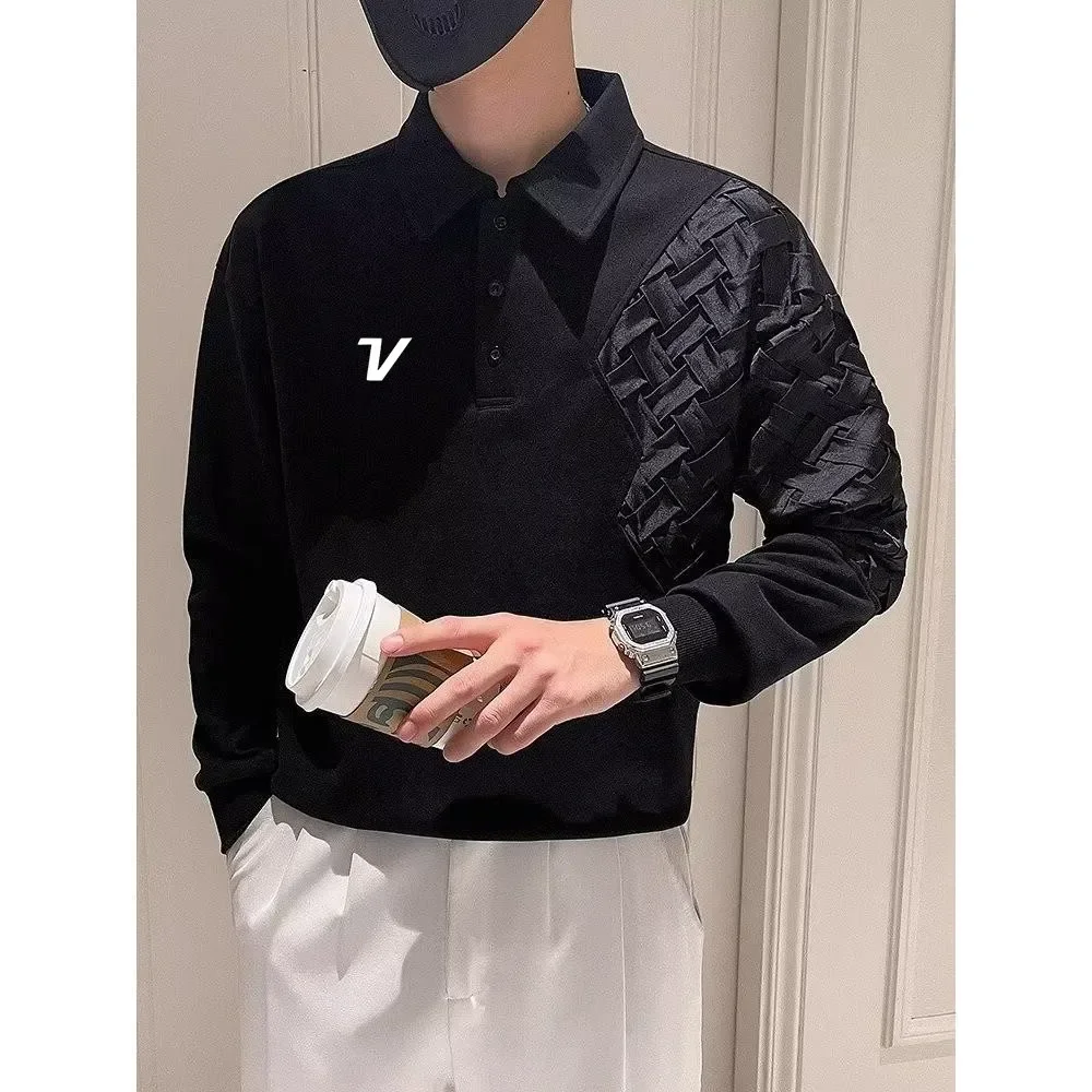 

2025 Spring Autumn Men's Business Solid color Golf Wear Shirts Casual Polo Long Sleeve Running T-shirt Comfortable Top Clothing